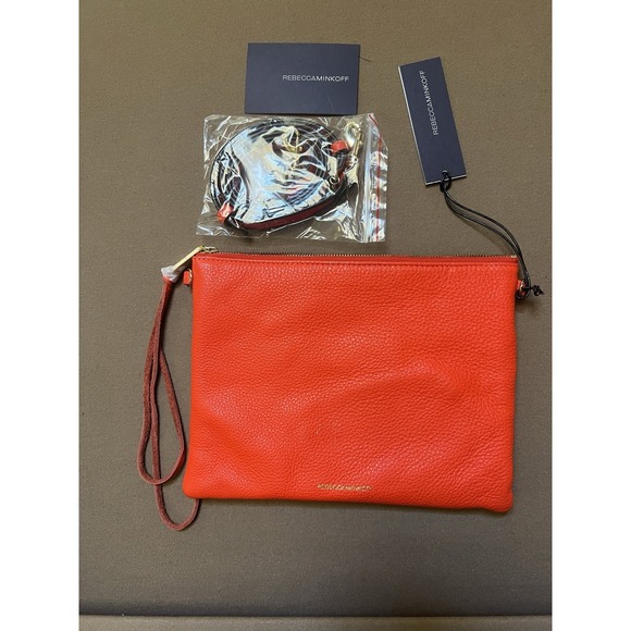 Rebecca Minkoff Handbags - Rebecca Minkoff Genuine Leather Red Crossbody/Clutch Bag Adjustable Strap Zip